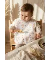 Bebek Uzun Kollu Sıvı Geçirmez Mama Önlüğü - Leke Tutmaz BLW Önlüğü - Gökkuşağı ve Arı Desenli Fonksiyonel Bebek Önlüğü 6-24 Ay