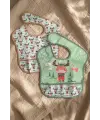 Bebe-Sty 2li Paket Sıvı Geçirmez Cepli Bebek Mama Önlüğü - Yeşil Geyik Figürlü Little Gentleman Tasarımı 0-12 Ay