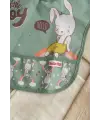 Nino 2li Su Geçirmez Bebek Mama Önlüğü Seti - Mint Yeşil Tavşan Desenli, Leke Tutmaz ve Kırıntı Cepli Ek Gıda Önlüğü 0-12 Ay