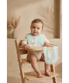Mallow Bunny Sıvı Geçirmez Leke Tutmaz 2li Bebek Mama Önlüğü Seti - Tavşan Desenli, Mama Cepli, Cırtlı Mint-Pembe 0-12 Ay