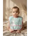 Mallow Bunny Sıvı Geçirmez Leke Tutmaz 2li Bebek Mama Önlüğü Seti - Tavşan Desenli, Mama Cepli, Cırtlı Mint-Pembe 0-12 Ay