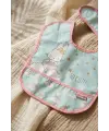 Mallow Bunny Sıvı Geçirmez Leke Tutmaz 2li Bebek Mama Önlüğü Seti - Tavşan Desenli, Mama Cepli, Cırtlı Mint-Pembe 0-12 Ay