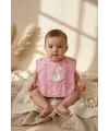 Swan Princess 2li Sıvı Geçirmez Mama Önlüğü Seti - Pembe Kuğu Desenli, Kırıntı Cepli ve Leke Tutmaz Bebek Önlüğü 0-12 Ay