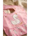 Swan Princess 2li Sıvı Geçirmez Mama Önlüğü Seti - Pembe Kuğu Desenli, Kırıntı Cepli ve Leke Tutmaz Bebek Önlüğü 0-12 Ay