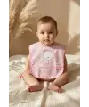 Bella Bear 2li Sıvı Geçirmez Cepli Mama Önlüğü - Pembe Balerin Ayıcık Desenli Leke Tutmaz Bebek Önlüğü 0-12 Ay