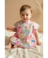 Aura Flora Sanatsal Çiçek Desenli Sıvı Geçirmez Cepli Leke Tutmaz Bebek Mama Önlüğü - Premium Kalite Yumuşak Doku 6-24 aY