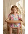 Aura Flora Sanatsal Çiçek Desenli Sıvı Geçirmez Cepli Leke Tutmaz Bebek Mama Önlüğü - Premium Kalite Yumuşak Doku 6-24 aY