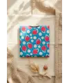 Berry Joy Sıvı Geçirmez Cepli Bebek Mama Önlüğü - Mavi Çilek ve Papatya Desenli, Leke Tutmaz Ek Gıda Önlüğü 6-24 Ay