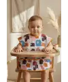 WoolyJoy Renkli Koyun Desenli Leke Tutmaz Sıvı Geçirmez Cepli Bebek Mama Önlüğü - BLW Uyumlu Kolsuz Smock 6-24 Ay