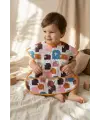 WoolyJoy Renkli Koyun Desenli Leke Tutmaz Sıvı Geçirmez Cepli Bebek Mama Önlüğü - BLW Uyumlu Kolsuz Smock 6-24 Ay