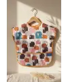 WoolyJoy Renkli Koyun Desenli Leke Tutmaz Sıvı Geçirmez Cepli Bebek Mama Önlüğü - BLW Uyumlu Kolsuz Smock 6-24 Ay