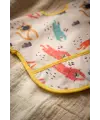 Safari Desenli Sıvı Geçirmez Cepli Bebek Mama Önlüğü - Kolsuz BLW Dostu Leke Tutmaz Silinebilir Premium Kumaş 6-24 Ay