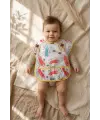 Safari Desenli Sıvı Geçirmez Cepli Bebek Mama Önlüğü - Kolsuz BLW Dostu Leke Tutmaz Silinebilir Premium Kumaş 6-24 Ay