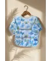 Aura Butterfly Mavi Kelebek Desenli Sıvı Geçirmez Uzun Kollu Bebek Mama ve Etkinlik Önlüğü - Leke Tutmaz BLW Dostu 6-24 Ay
