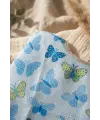 Aura Butterfly Mavi Kelebek Desenli Sıvı Geçirmez Uzun Kollu Bebek Mama ve Etkinlik Önlüğü - Leke Tutmaz BLW Dostu 6-24 Ay