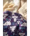 Bavyera Mor Koala Desenli Sıvı Geçirmez Uzun Kollu Bebek Beslenme Önlüğü - BLW Uyumlu Mama Önlüğü 6-24 Ay