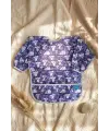 Bavyera Mor Koala Desenli Sıvı Geçirmez Uzun Kollu Bebek Beslenme Önlüğü - BLW Uyumlu Mama Önlüğü 6-24 Ay