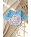 Mavi Elephant Karakterli Sıvı Geçirmez Kollu Bebek Yemek ve Boyama Önlüğü - BLW Uyumlu Leke Tutmaz Mama Önlüğü 6-24 Ay