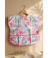 Flora Bloom Sıvı Geçirmez Cepli Bebek Mama Önlüğü - Suluboya Çiçek Desenli Premium Mama Önlüğü 6-24 Ay