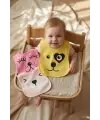 Lumi 3lü Paket Hayvan Figürlü Yumuşak Dokulu Bebek Mama Önlüğü Seti - %100 Pamuklu ve Sıvı Emici 0-12 Ay