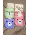 Teddy Bloom 3lü Paket Ayıcık Figürlü Yumuşak Havlu Bebek Mama Önlüğü Seti - Sıvı Emici ve Cilt Dostu 0-12 Ay