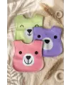 Teddy Bloom 3lü Paket Ayıcık Figürlü Yumuşak Havlu Bebek Mama Önlüğü Seti - Sıvı Emici ve Cilt Dostu 0-12 Ay