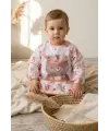 Bery Boho Sıvı Geçirmez Uzun Kollu Bebek Mama Önlüğü - Boho Ayıcık Desenli, Cepli ve Leke Tutmaz BLW Önlüğü 6-24