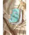 Little Gentleman Serisi 3lü Lüks Pamuklu Bebek Mama Önlüğü - Mint Yeşili ve Bej Ayıcık Desenli Sıvı Geçirmez Ayarlanabilir Çıtçıtlı Set 0-12 Ay