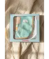 Little Gentleman Serisi 3lü Lüks Pamuklu Bebek Mama Önlüğü - Mint Yeşili ve Bej Ayıcık Desenli Sıvı Geçirmez Ayarlanabilir Çıtçıtlı Set 0-12 Ay
