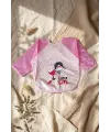 Super Girl Desenli Sıvı Geçirmez Uzun Kollu Bebek Mama ve Aktivite Önlüğü - Pembe Puantiyeli BLW Uyumlu 6-18 Ay