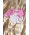 Super Girl Desenli Sıvı Geçirmez Uzun Kollu Bebek Mama ve Aktivite Önlüğü - Pembe Puantiyeli BLW Uyumlu 6-18 Ay