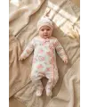 Çiçek Desenli % 100 Pamuk Kız Bebek 4lü Tulum Takımı