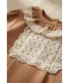 Kız Bebek Tarçın Dantel Yakalı Hastane Çıkışı ve Ekru Fitilli 5li Boho Set - %100 Yumuşak Pamuk