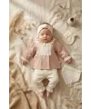 Kız Bebek Tarçın Dantel Yakalı Hastane Çıkışı ve Ekru Fitilli 5li Boho Set - %100 Yumuşak Pamuk