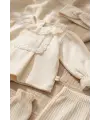 Kız Bebek Tarçın Dantel Yakalı Hastane Çıkışı ve Ekru Fitilli 5li Boho Set - %100 Yumuşak Pamuk