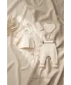 Kız Bebek Tarçın Dantel Yakalı Hastane Çıkışı ve Ekru Fitilli 5li Boho Set - %100 Yumuşak Pamuk