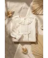 Kız Bebek Tarçın Dantel Yakalı Hastane Çıkışı ve Ekru Fitilli 5li Boho Set - %100 Yumuşak Pamuk