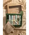 Begi Forever New 7li Organik Pamuk Müslin Ağız Bezi - Pastel Mint & Bej Waffle Dokulu Premium Hediye Kutulu