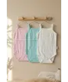 3lü Set Bebek Pamuklu İnce Askılı Body - Nefes Alan Jakarlı Dokulu Yazlık Zıbın Takımı (Pembe, Beyaz, Mint)