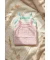 3lü Set Bebek Pamuklu İnce Askılı Body - Nefes Alan Jakarlı Dokulu Yazlık Zıbın Takımı (Pembe, Beyaz, Mint)