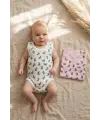 2li Bebek Kolsuz Body Seti - %100 Pamuklu Nefes Alan Pointelle Dokulu Tavşan Desenli Zıbın Takımı - Pembe & Beyaz