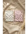 2li Bebek Kolsuz Body Seti - %100 Pamuklu Nefes Alan Pointelle Dokulu Tavşan Desenli Zıbın Takımı - Pembe & Beyaz