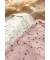 2li Nova Luna Ay Yıldız Desenli Uzun Kollu Bebek Body Seti - %100 Pamuklu Yumuşak Dokulu Antialerjik Bebek Zıbın Takımı (Pembe & Beyaz)