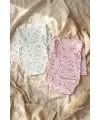 2li Nova Luna Ay Yıldız Desenli Uzun Kollu Bebek Body Seti - %100 Pamuklu Yumuşak Dokulu Antialerjik Bebek Zıbın Takımı (Pembe & Beyaz)