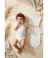 3lü Paket %100 Pamuklu Beyaz Kısa Kollu Bebek Body Takımı - Antialerjik Yumuşak Dokulu Zıbın Seti