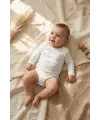 PureTouch 3lü Set Beyaz Uzun Kollu %100 Pamuklu Bebek Body - Antialerjik ve Yumuşak Dokulu Zıbın