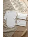 PureTouch 3lü Set Beyaz Uzun Kollu %100 Pamuklu Bebek Body - Antialerjik ve Yumuşak Dokulu Zıbın