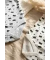 2li %100 Pamuklu Kolsuz Bebek Zıbın Takımı - Maske Desenli Gri ve Ekru Unisex Bebek Body Seti