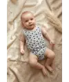 2li %100 Pamuklu Kolsuz Bebek Zıbın Takımı - Maske Desenli Gri ve Ekru Unisex Bebek Body Seti