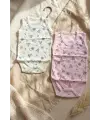 2li %100 Pamuklu Kolsuz Bebek Zıbın Seti - Marin Temalı Yelkenli ve Çapa Desenli Bebek Body Takımı